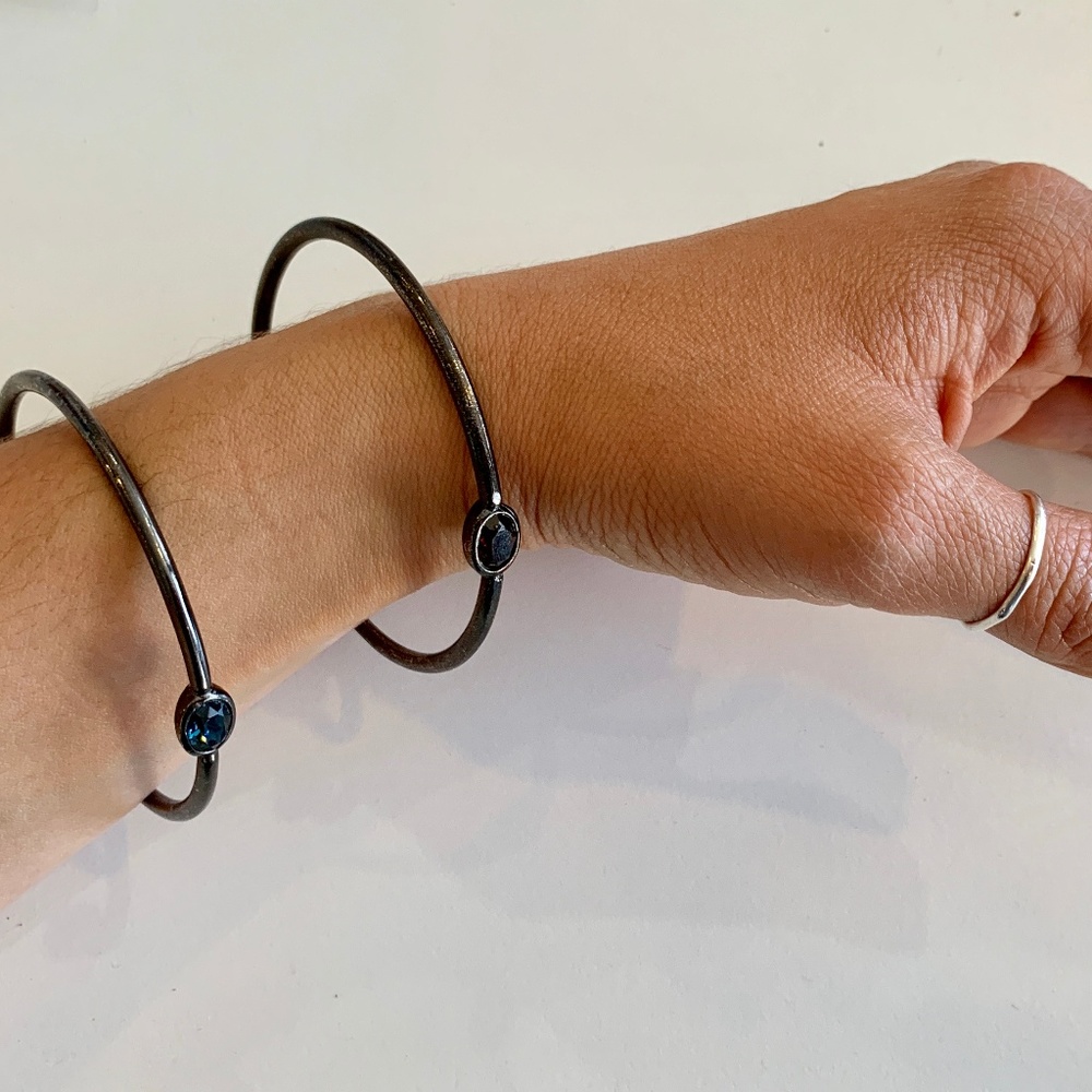 Antiqued Gunmetal Bangles with Swarovski Crystal